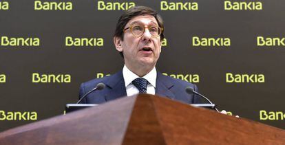 Jos&eacute; Ignacio Goirigolzarri, presidente de Bankia en la presentaci&oacute;n de resultados de 2015.