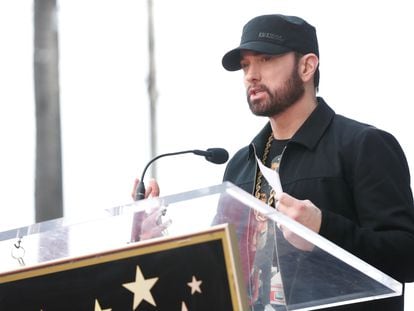 Eminem, en el Paseo de la Fama de Hollywood, en Los Ángeles, el pasado enero.