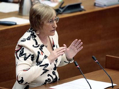La consejera de Sanidad, Ana Barceló, en las Cortes Valencianas durante la presentación de los presupuestos de su departamento para 2022.