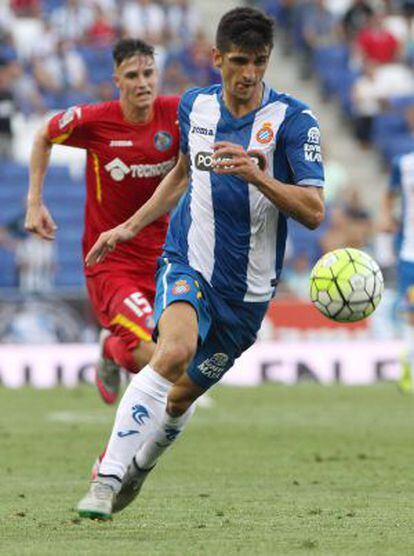 Moreno, en la seva estrena amb la samarreta de l'Espanyol contra el Getafe.