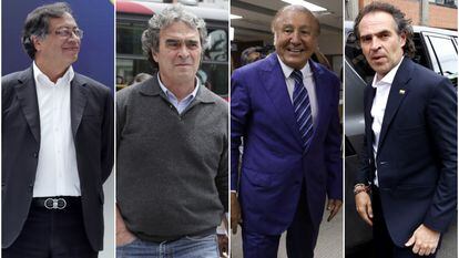 Los candidatos a la presidencia de Colombia: Gustavo Petro, Sergio Fajardo, Rodolfo Gutiérrez y Fico Gutiérrez.
