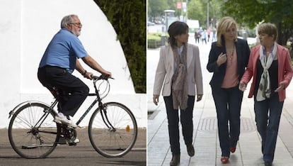 Cañete monta en bici en la jornada de reflexión, mientras Valenciano pasea con sus hermanas.