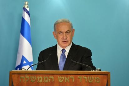 El primer ministro Netanyahu durante su comparecencia el viernes.
