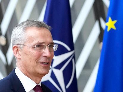El secretario general de la OTAN, Jens Stoltenberg, a su llegada, este jueves, a Bruselas para una reunión.