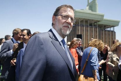 El l&iacute;der del PP, Mariano Rajoy, este martes durante la presentaci&oacute;n de la candidatura por Madrid, que &eacute;l encabeza.