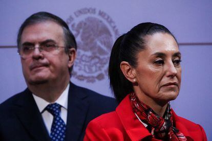 Claudia Sheinbaum, jefa de Gobierno capitalina, y el canciller Marcelo Ebrard en noviembre de 2021, en Ciudad de México.