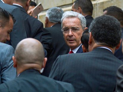 El expresidente Álvaro Uribe a su llegada a la Corte Suprema en una imagen de octubre de 2019.