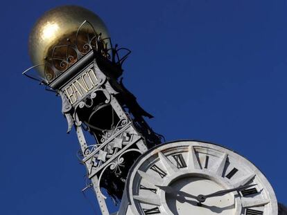 Detalle de la fachada del Banco de España, en Madrid. 