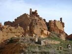 Imagen del castillo de Monreal de Ariza, donde se observa la zona del derrumbe.