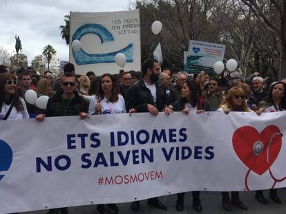 Imatge de la capçalera de la marxa celebrada aquest diumenge a Palma.