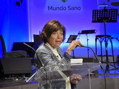 Silvia Gold, durante una charla sobre Chagas.
