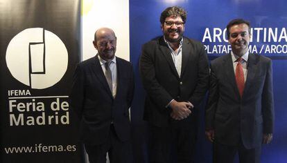 El director de ARCO, Carlos Urroz, el ministro de Cultura Pablo Avelluto y el director de IFEMA, Eduardo L&oacute;pez Puertas, en la presentaci&oacute;n de ARCO 2017 en Buenos Aires.