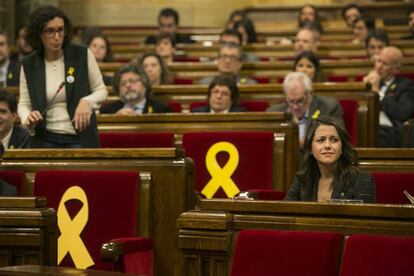Marta Rovira i Inés Arrimadas al ple pel bloqueig institucional.