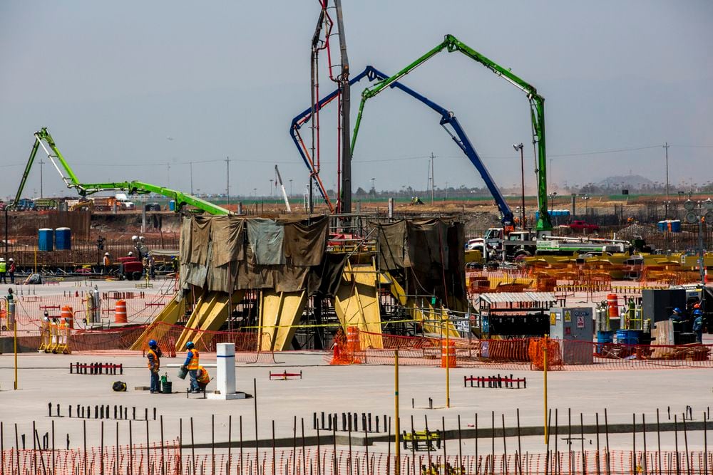 Trabajadores en la construcción del Aeropuerto Internacional de la Ciudad de México, en 2018.