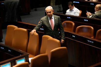 Benjamín Netanyahu, el lunes en el Parlamento israelí, en Jerusalén.