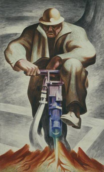'The Driller' (1937), mural de Harold Lehman en Rikers Island (Nueva York).