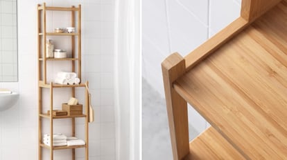 Esta estantería de bambú para el baño ofrece gran resistencia al paso del tiempo. IKEA.