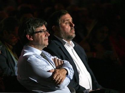 Carles Puigdemont i Oriol Junqueras a Tarragona.