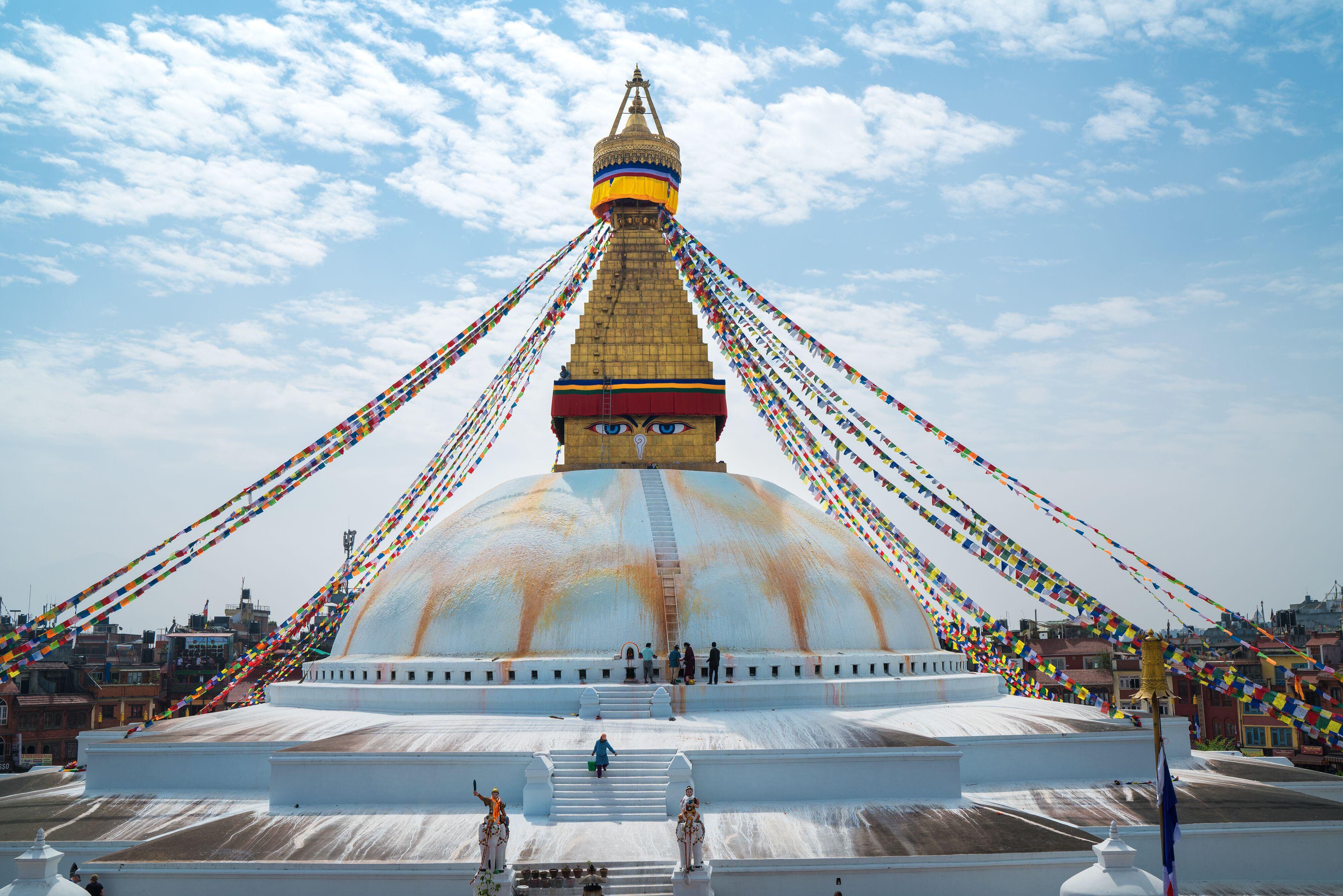 La estupa de Bodhnath, una de las más grandes de Nepal.