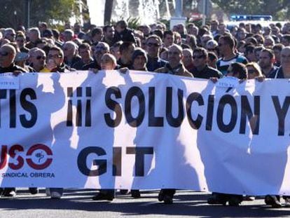 Trabajadores de Alestis, en una protesta en diciembre pasado.