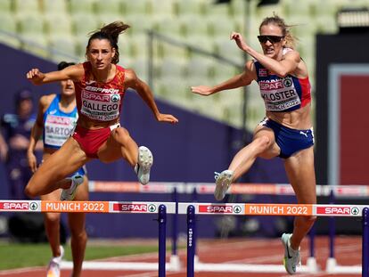 Sara Gallego, durante la semifinal de los 400m vallas de Múnich.