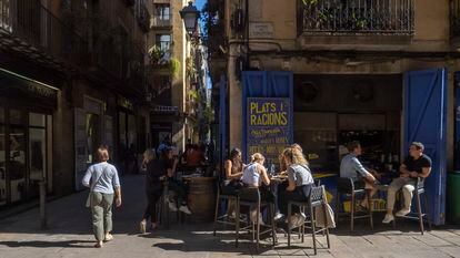 Terraza de un bar en Barcelona.