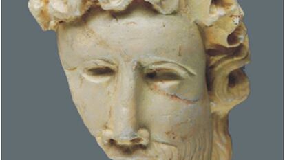 Busto del dios Baco hallado en el yacimiento romano de Arkaia, en Vitoria.