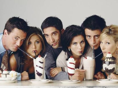 Los actores de &#039;Friends&#039;, de izquierda a derecha, Matthew Perry, Jennifer Aniston, David Schwimmer, Courteney Cox, Matt LeBlanc y Lisa Kudrow.