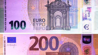 Diseño de los nuevos billetes de 100 euros y de 200 euros.
