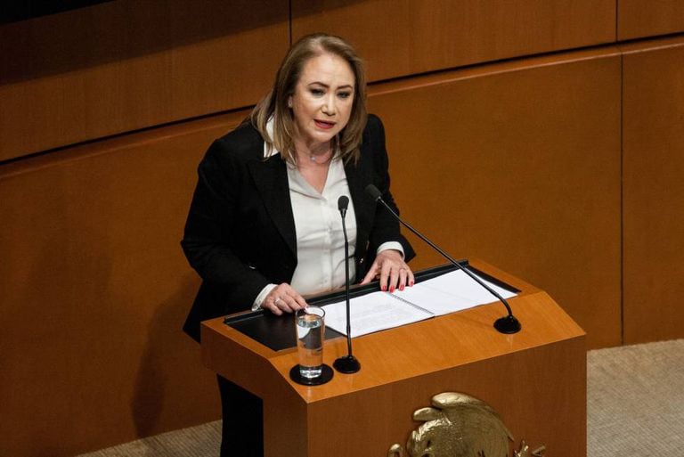 The Minister of the Supreme Court Yasmín Esquivel, in an intervention in the Mexican Senate.