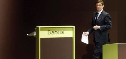 El presidente de Bankia, Jos&eacute; Ignacio Goirigolzarri, durante la junta general de accionistas. 