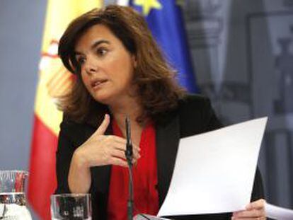 Soraya S&aacute;nez de Santamar&iacute;a, tras un Consejo de Ministros.