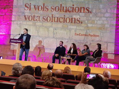 Jaume Asens, en un momento del acto en la Antiga Audiència en Tarragona.