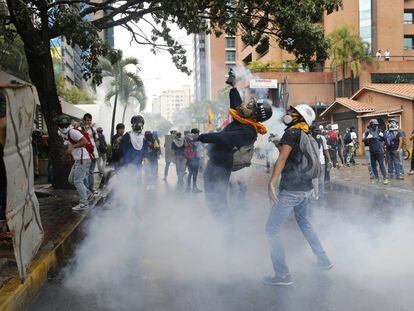 Protestas este jueves en Caracas.