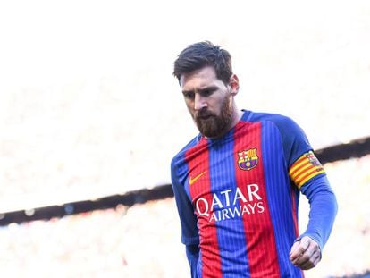 Messi en el partido contra Las Palmas.