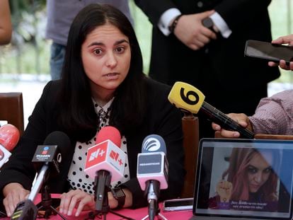 Helena Monzón, hermana de la activista asesinada Cecilia Monzón, durante una rueda de prensa en Puebla, México, el 24 de mayo de 2022.