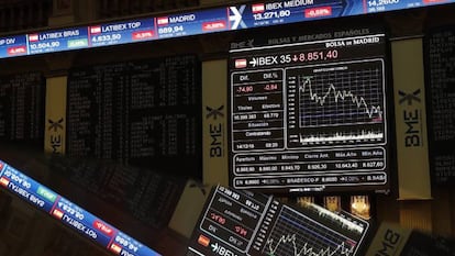 Panel del Ibex en la Bolsa española