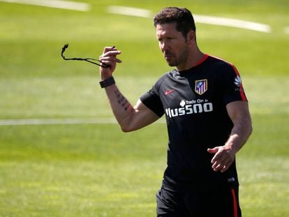 Simeone, durante un entrenamiento previo a la final.