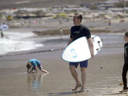 David Cameron durante sus vacaciones en Lanzarote en 2014.