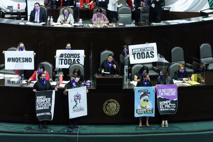 Sesión solemne de la Cámara de Diputados con motivo del Día Internacional de la Mujer en marzo del 2021.