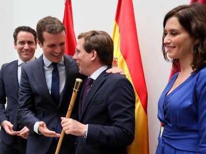 Teodoro García Egea, Pablo Casado, José Luis Martínez Almeida e Isabel Díaz Ayuso.