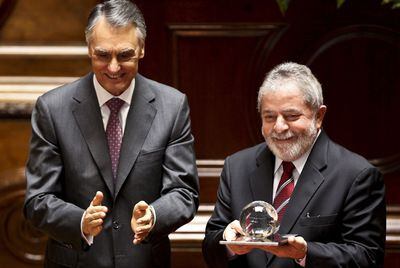 El presidente portugués, Cavaco Silva, con Lula.