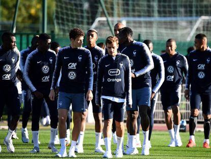 Griezmann, durante un entrenamiento con Francia este lunes.