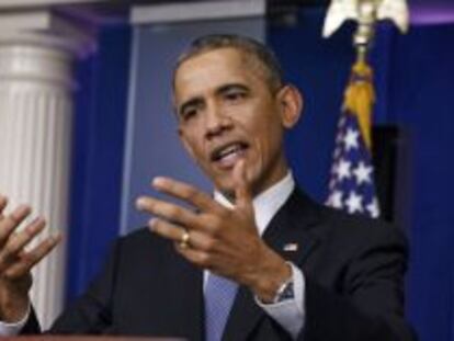 El presidente Obama en una rueda de prensa en la Casablanca.