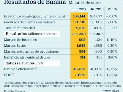 Bankia gana el 6,7% más pese a una caída del margen del 11,4%