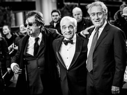 Al Pacino, Martin Scorsese y Robert De Niro en el estreno mundial de 'El Irlandés', celebrado el 13 de octubre de 2019 dentro de la programación del London Film Festival (Londres). En vídeo, tráiler de 'El irlandés'.