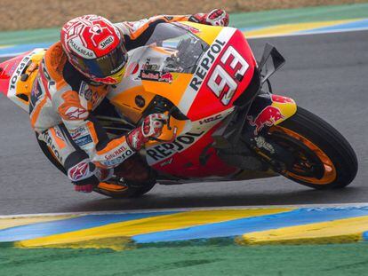 El piloto de Repsol Honda Marc Márquez durante la clasificación del GP de Francia 2019.