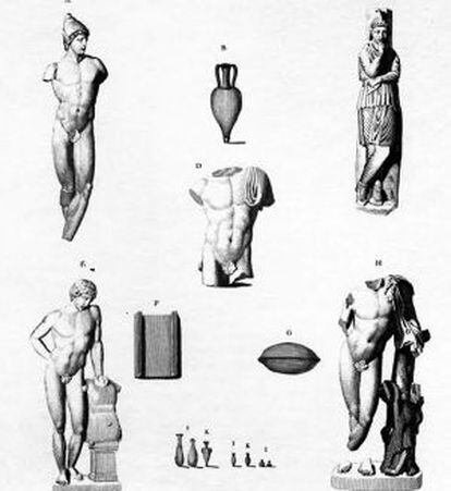 Dibuix d’escultures romanes d’El Puig, d'A. Laborde.