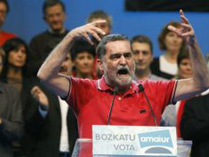 Antigüedad, en un mitin en Anoeta, en San Sebastián.