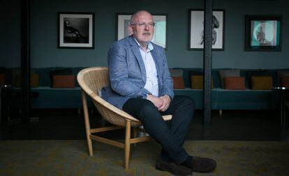 Frans Timmermans, en una pausa en su visita este jueves a Barcelona.